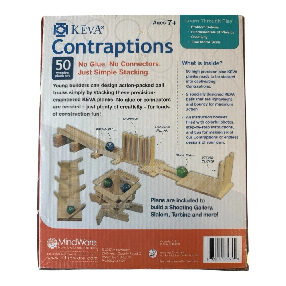 KEVA Contraptions 50 Wooden Plank Set Toy Creative Build‎ Ball Tracks New In Box